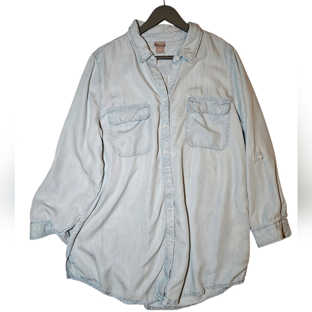 Chico's Button Long Sleeve Denim‎ Shirt
